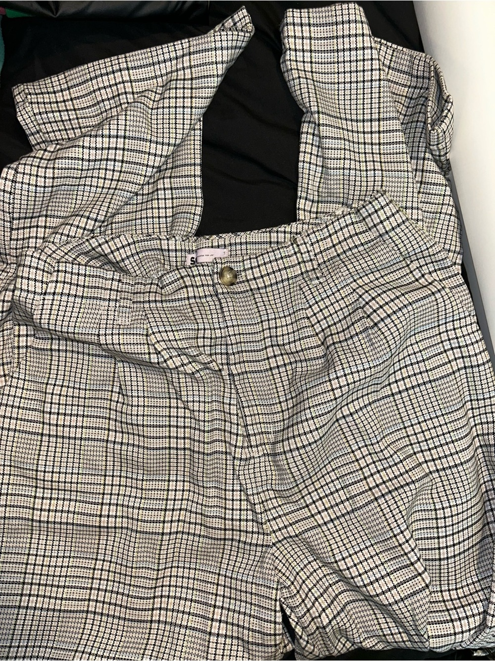 SO Plaid Straight Leg Pants in Black and White